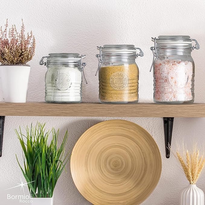 Bormioli Rocco Officina 1825 Clear Jar with Swing Top - Clear, Set of 3