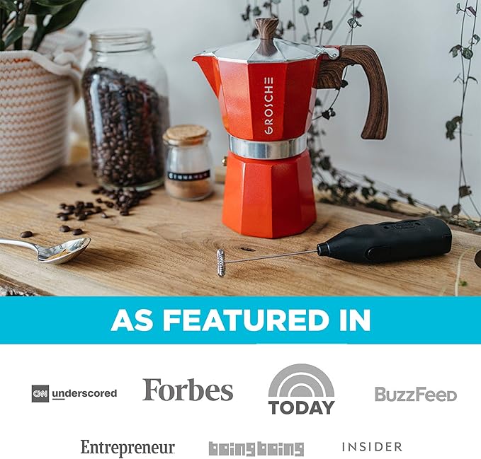GROSCHE Milano Stovetop Espresso Maker Moka Pot 9 espresso Cup 15.2 oz Red