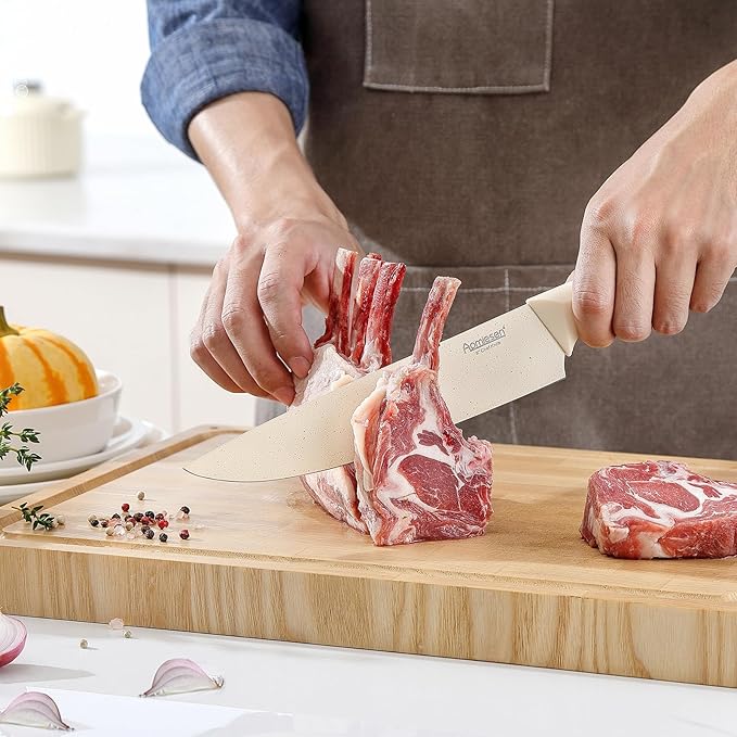 Premium Quality 8-Piece Knife Set with Block, Lightweight and Strong, Ergonomic Handles for Home,Dishwasher Safe