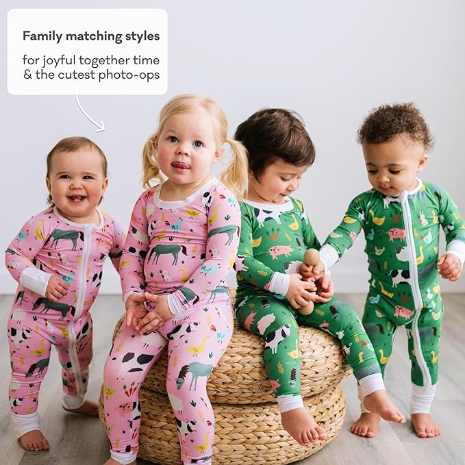 Little Sleepies Baby Pajamas, Green Farm Animals, 0-3M