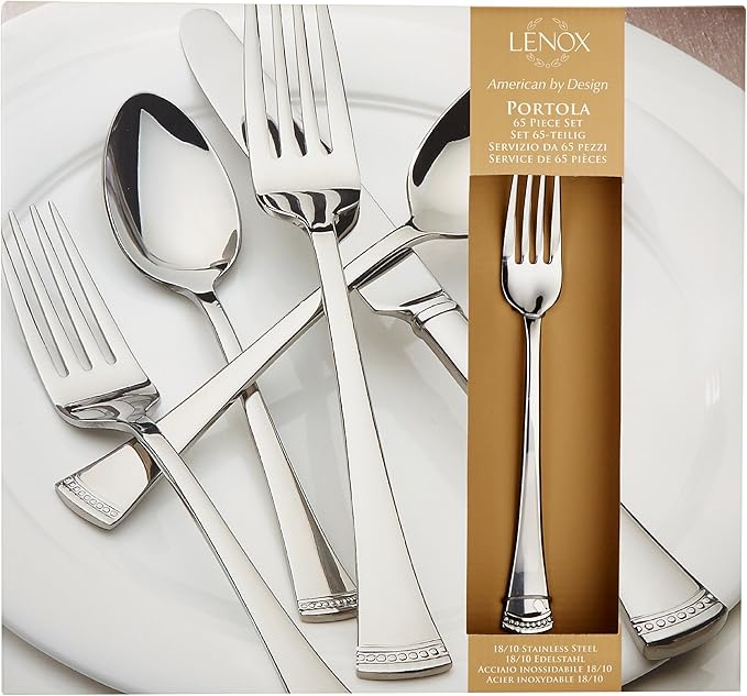 Lenox Portola 65-Piece 18/10 Silverware Set for 12, Flatware