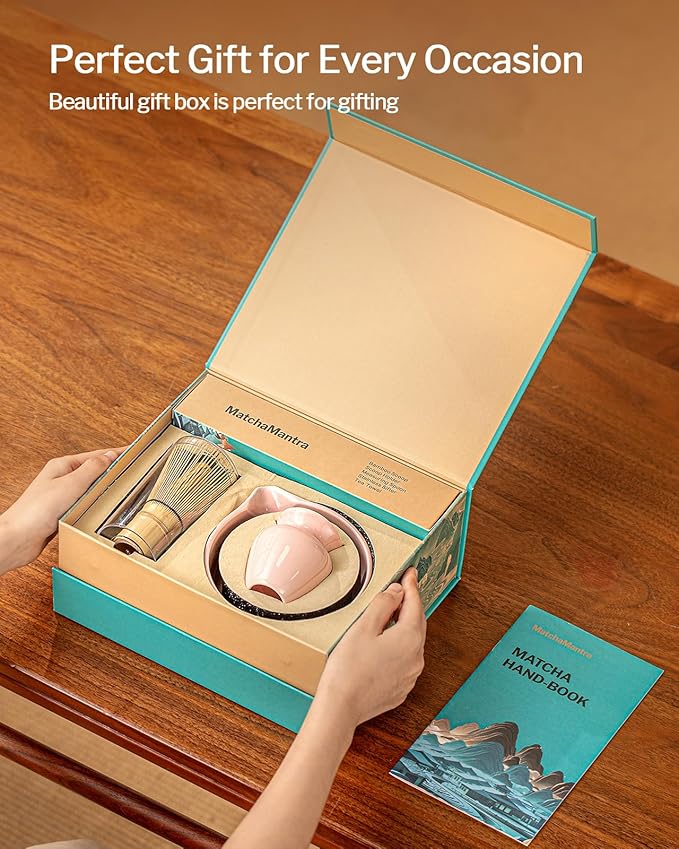 Matchamantra Premium Matcha Ceremony Set – Complete 9-Pcs Ritual Kit – Presented in Luxury Magnetic Gift Box, Perfect for Gifting or Self-Care (Sakura Pink)