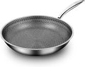 JUST VEGAN 10-inch/11-inch Stainless Steel Skillet with Lid, Nonstick Frying Pan - Induction Ready, Oven & Dishwasher Safe, PFOA/PTFE Free for Gas/Electric/Ceramic Cooktops (10 inch+Lid)