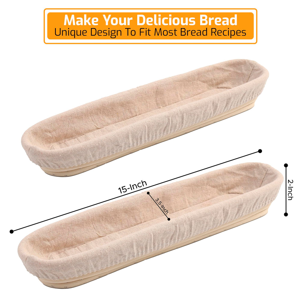 Liliadon Bread Proofing Basket Sourdough Bread Baking Supplies Starter Kit Set (Baguette Baskets)