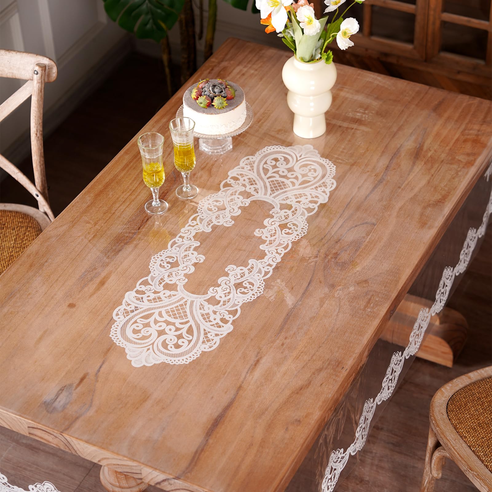 Artbloss Clear Table Cover Protector Rectangle Vinyl Table Cloth, 60" x 84"