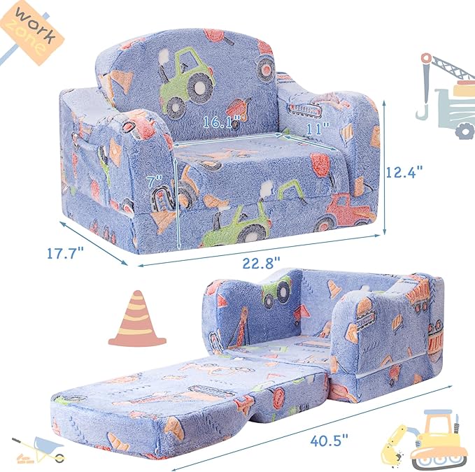 aodisman Thick Comfy Kids Chair and Couch,Foldable Plush Sofa with Pocket