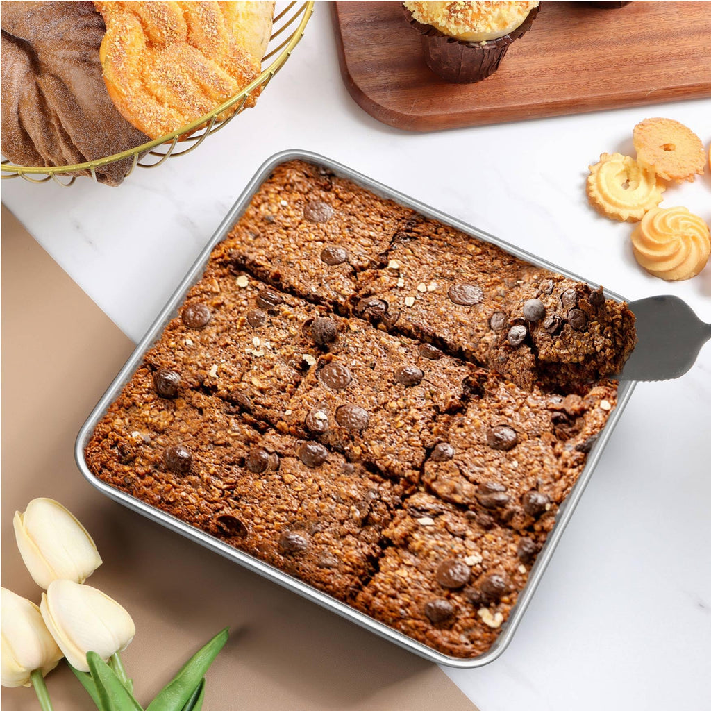 LIANYU 6 Inch Square Baking Cake Pan, Stainless Steel Brownie Bread Pan