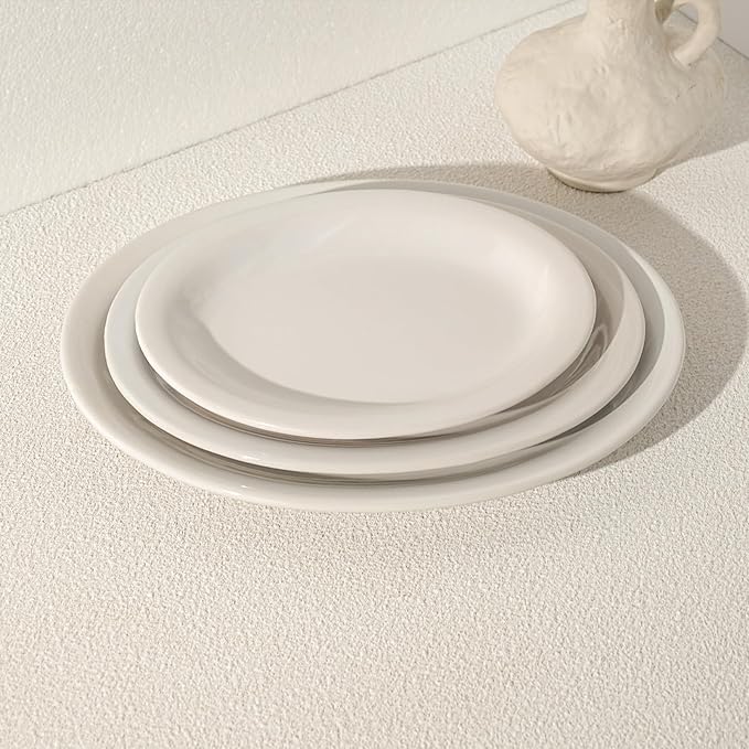 IRESTAURANT PLUS Stoneware Narrow Rim Commercial Grade Dinnerware (America White, Platter 13.5" x 10.5")