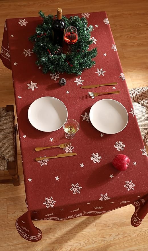 ISAENNE Designer Vintage Linen Square Large Tablecloth,67"x67"-Carol C