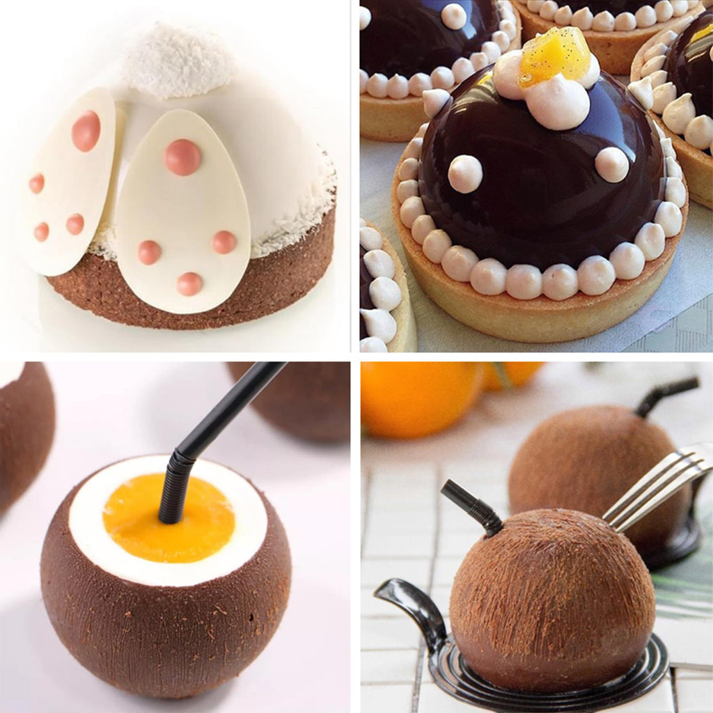 OCPO Kitchen 3D Sphere Silicone Mold for Baking Mousse Cake, 8 Cavities