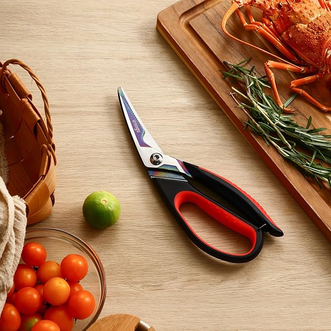 LIVINGO 9.5" Heavy Duty Kitchen Scissors Titanium Coated Poultry Shears