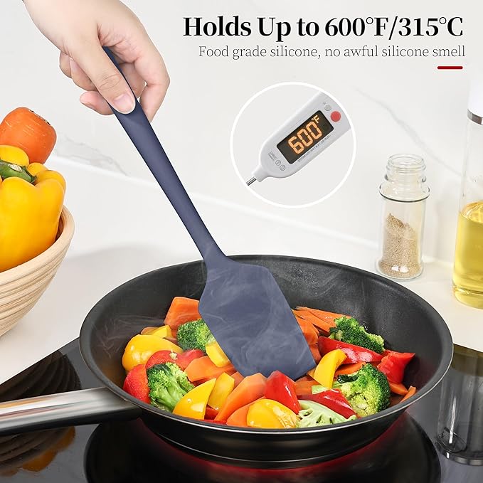 Lilybeam 600ºF Heat Resistant Large Baking Silicone Spatula, Midnight Blue