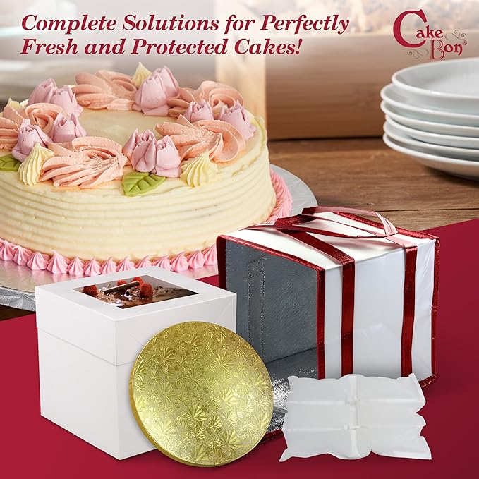 Cakebon 12" Cake Box Drum Insulated Bag Gold Round Smooth 1Pack
