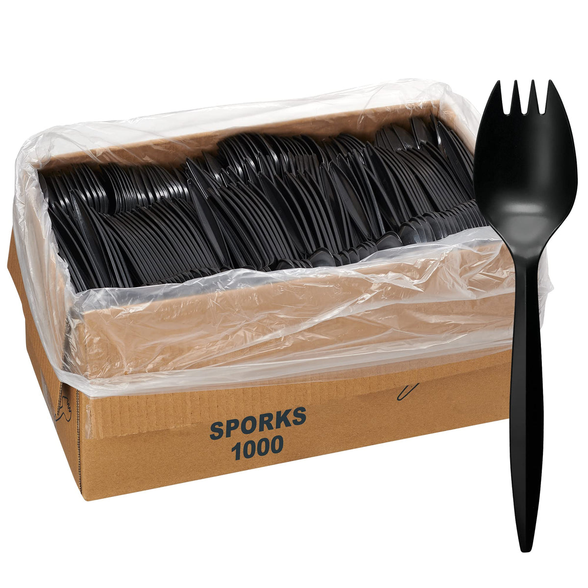 1,000 Plastic Disposable Cutlery Bulk Variety Pack Black Medium Weight