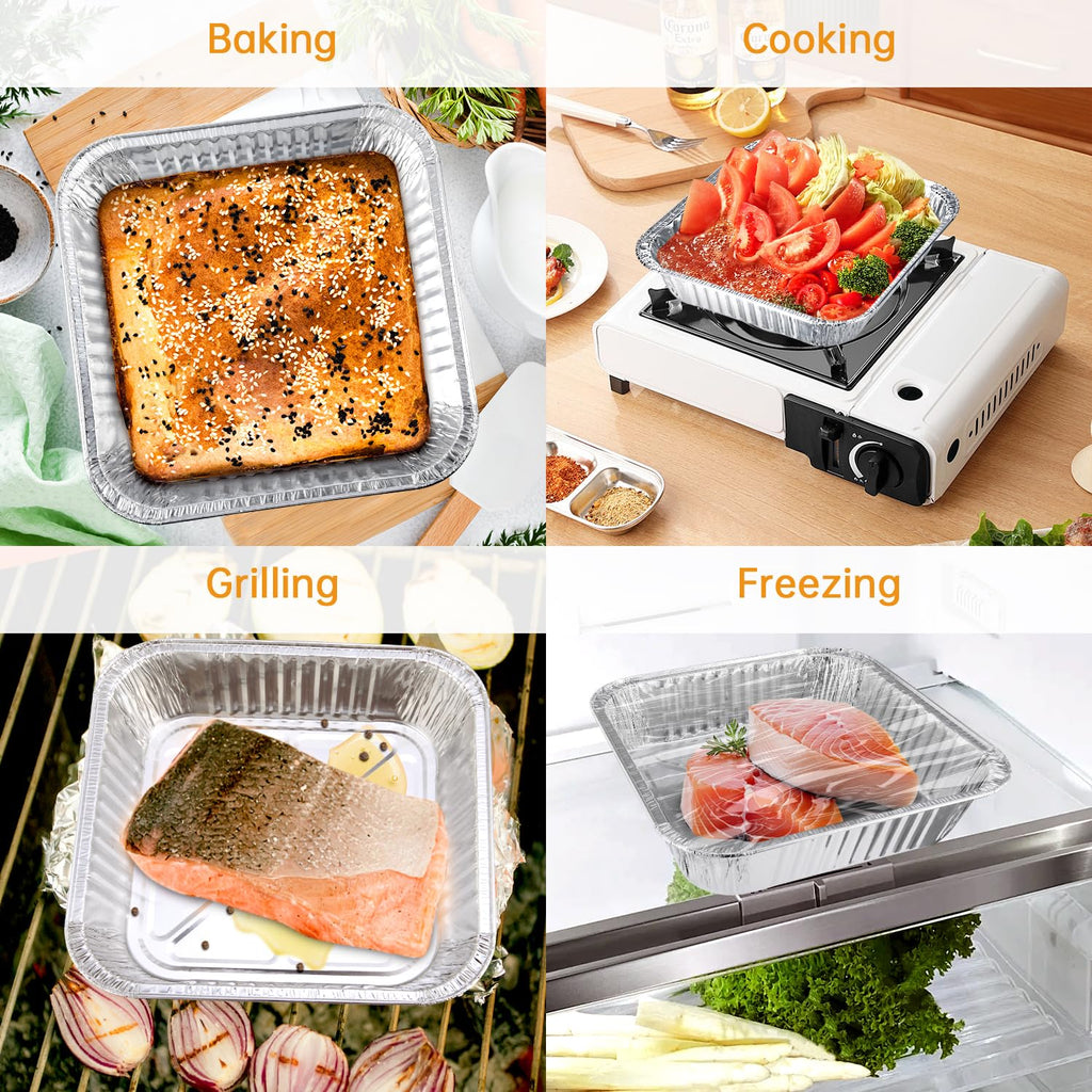 Ezsart 50 Pack 8x8 Aluminum Pans, 8x8 Baking Pan Disposable Foil Pans