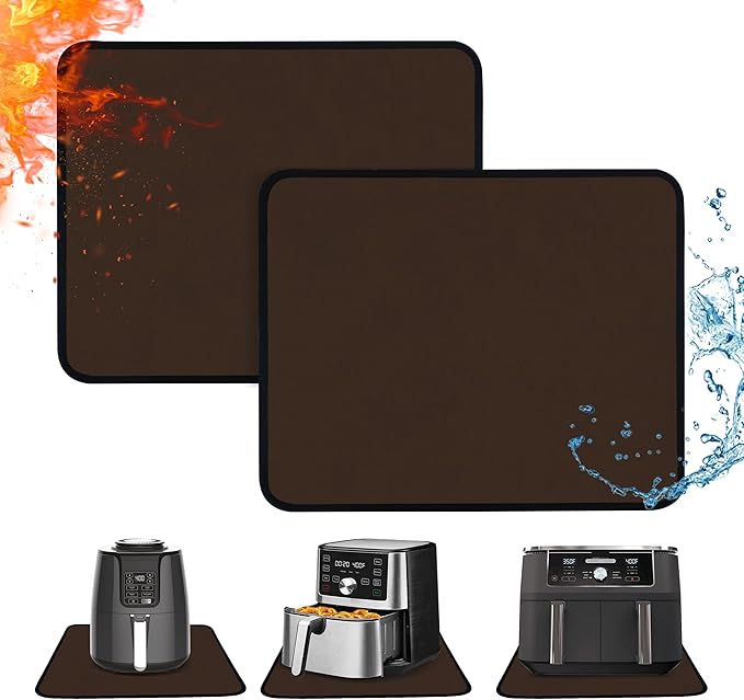 Amerbro 2 PCS Heat Resistant Mats for Countertop Air Fryer, 18x15in, Brown
