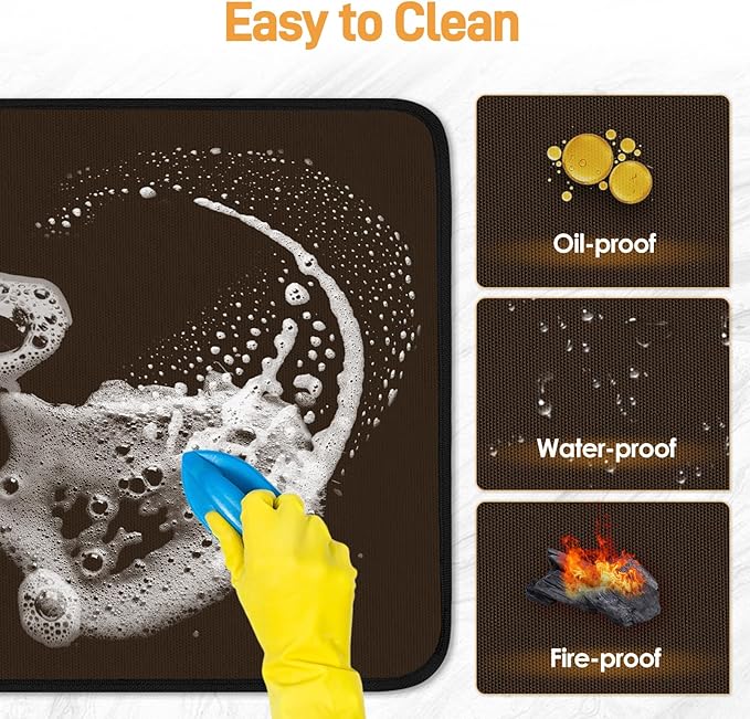 Amerbro 2 PCS Heat Resistant Mats for Countertop Air Fryer, 18x15in, Brown