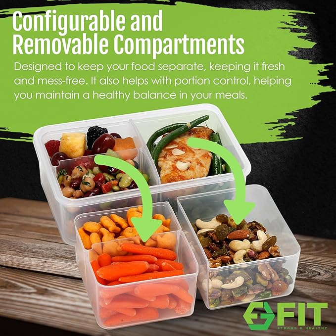Bento Box for Kids & Adults Reusable Lunch Containers, 3 Pack, Clear, 39 oz
