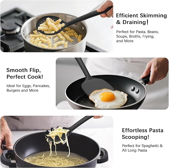Coukre Silicone Kitchen Cooking Utensils Set, Heat Resistant, 14-Piece