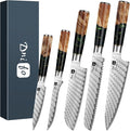 5PCS Damascus Knife Set, 5" Paring, 6" Boning, 7" Santoku, 8" Chef & Bread