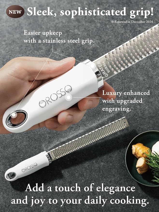 OROSSO Grater, Lemon Zester Cheese Grater, Cheese Shavings, Parme Cheese, Ginger, Garlic, Zester Grater (white)
