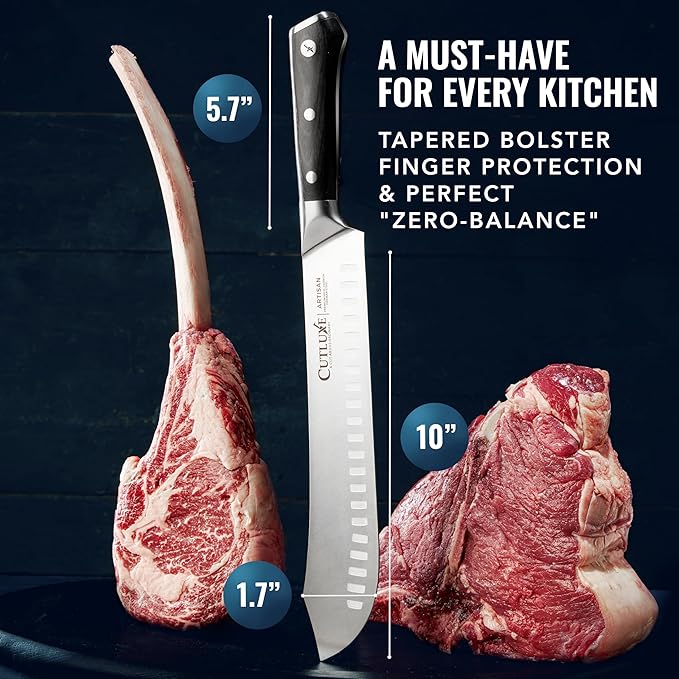 Cutluxe Butcher Knife 10" Bullnose Carving Knife for Meat – German Steel