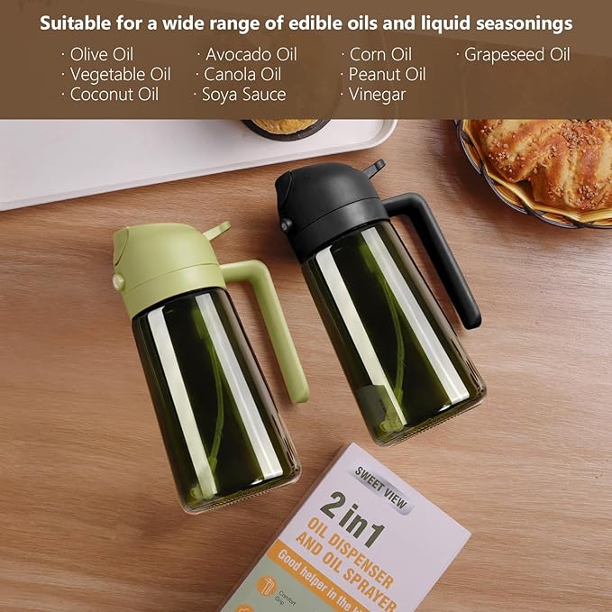 SWEET VIEW Olive Oil Dispenser and Oil Sprayer 16oz/470ml