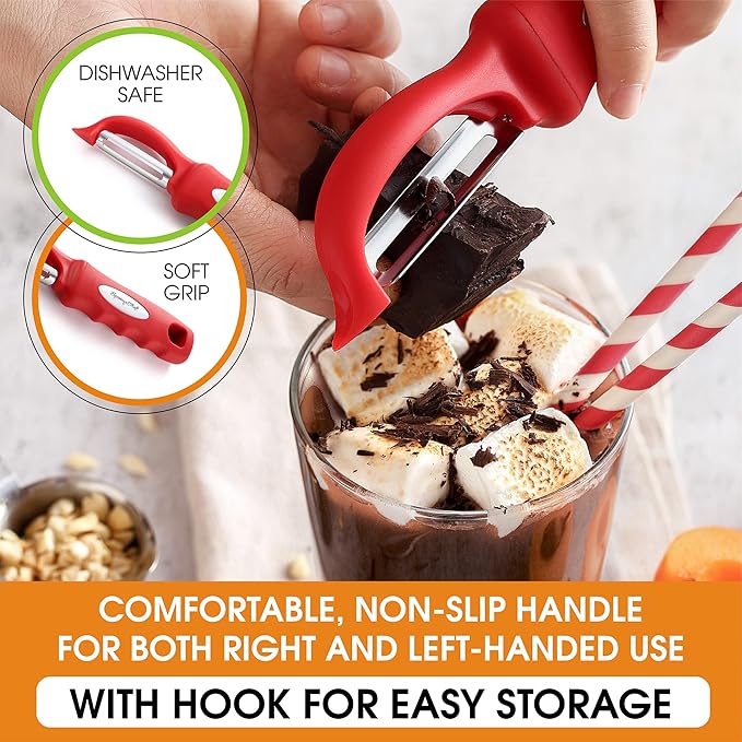 Spring Chef Swivel Vegetable Peeler with Ergonomic Handle, Set of 2, Red