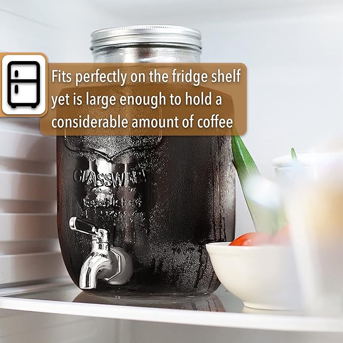 BTaT- 1 Gallon Cold Brew Coffee Maker, Thick Glass Pitcher