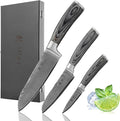 Wakoli EDIS 3-Piece Damascus Knife Set, VG10 Core, Pakkawood Handles