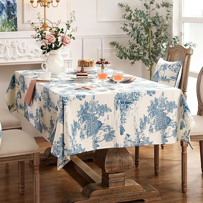 patdrea Elegant French Linen Tablecloth,Rectangular,87"x55"-Lucerne A