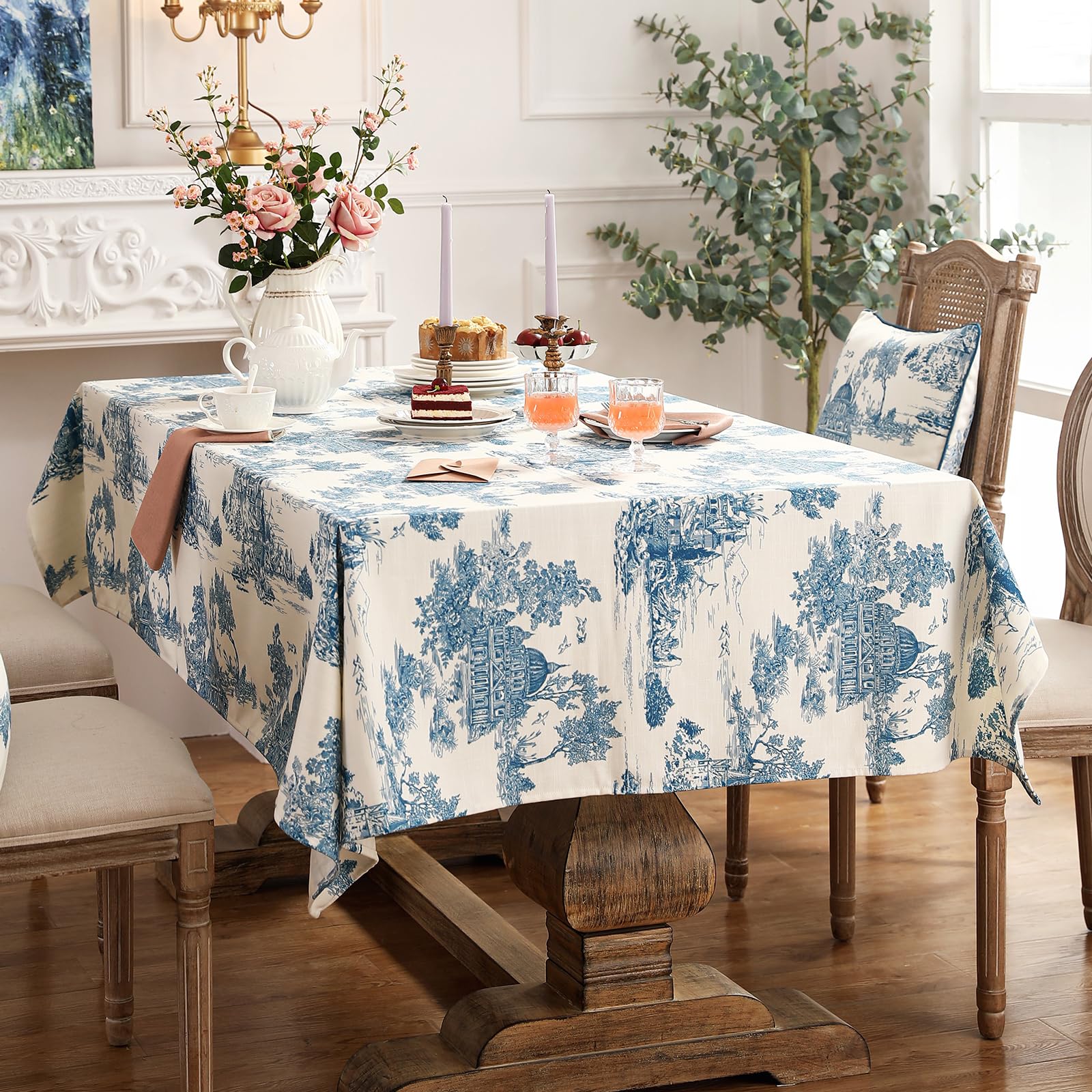 patdrea Elegant French Linen Tablecloth,Rectangular,118"x67"-Lucerne A