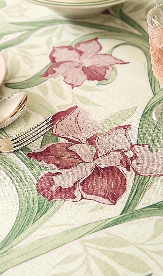 patdrea Designer Green Rectangle Tablecloth,Framhouse Vintage French Violets Pattern Tablecloths,Elegant Floral Table Cover Decor for Kitchen Dining Christmas,Party,Thanksgiving,55"x79"-Tara a
