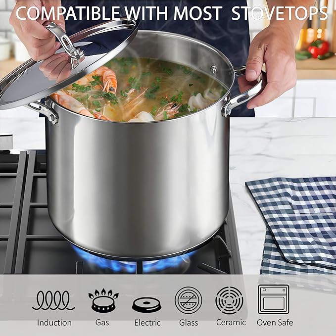 Cooks Standard Large Stainless Steel Cooking Pot - Heavy Duty Handles