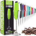 Zulay Kitchen Milk Frother Wand – High-Speed Handheld Frother with Upgraded Stand – Electric Foam Maker with Stainless Steel Whisk