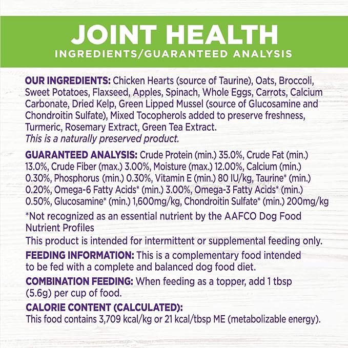 Wellness Bowl Boosters Joint Health Dog Food Topper with Freeze Dried Pieces for Small, Medium, and Large Breeds, Grain Free, Natural, Chicken Recipe, 4 oz Bag