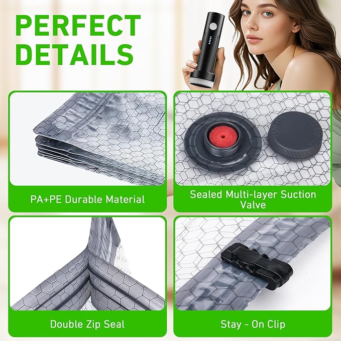 Aaronbird Vacuum Seal Bags for Clothing with Wireless Electric Pump - Travel & Home Use, 9 Pack Ideal Space Saver Vacuum Storage Bags, Travel Vacuum Bags for Luggage