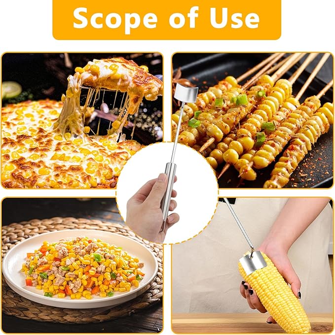 Aphohome 2 Pack Corn Peeler Stainless Steel Corn Cob Stripper Tool - Corn Kernel Remover & Thresher for Corn on the Cob, Kitchen Corn Shucker with Ergonomic Handle for Fresh Corn