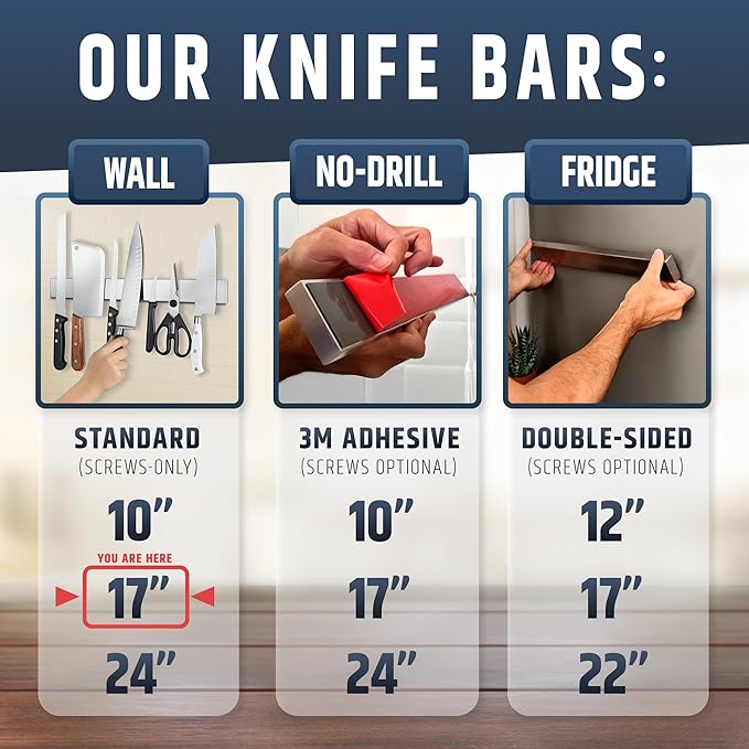 HMmagnets Premium 17 Inch Stainless Steel Magnetic Knife Holder For Wall