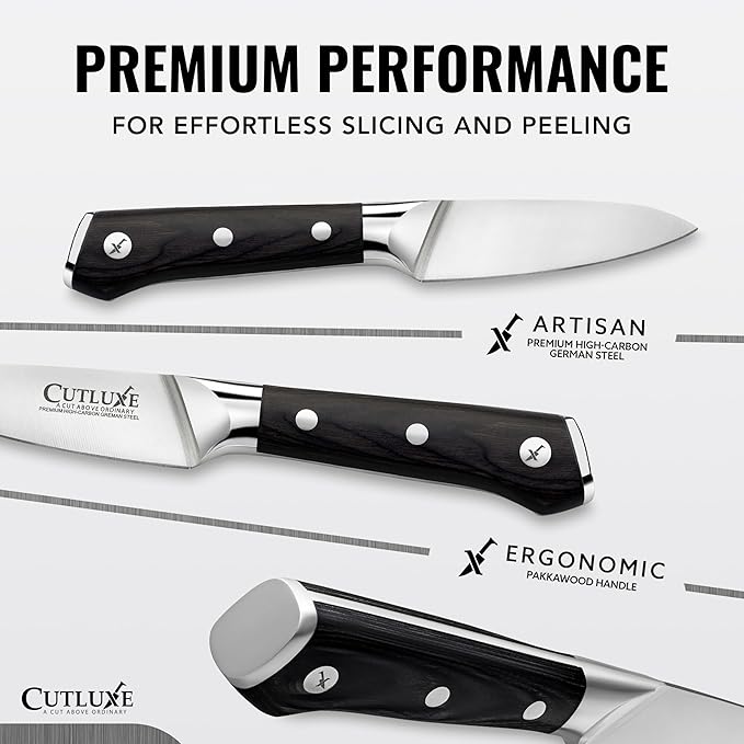 Cutluxe Paring Knife, 3.5" Small Kitchen Peeling Knife – Razor Sharp