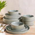 TheTerra Ceramic Dinnerware Set for 4, 12-Piece Plates and Bowls Set