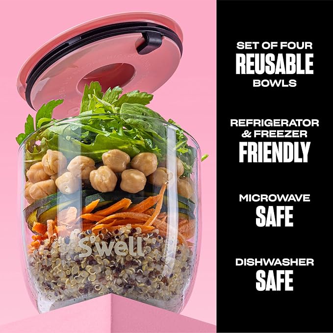 S'well 16oz Glass Prep Bowl Set of 4 For Easy Meal Prep, S'well Signatures, Made From Durable Tempered Glass
