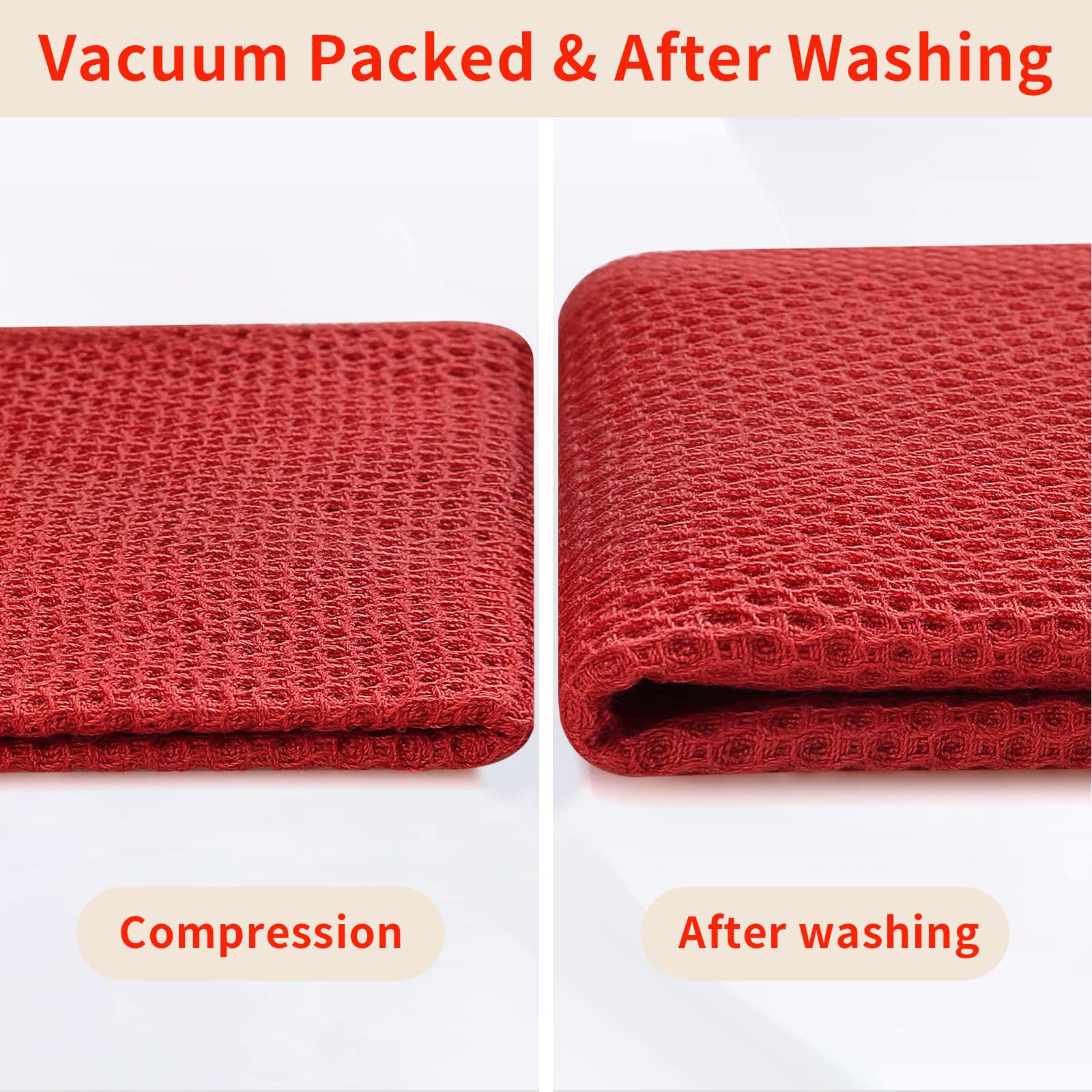 Homaxy 100% Cotton Waffle Weave Kitchen Dish Cloths, Ultra Soft Absorbent Quick Drying Dish Towels, 12 x 12 Inches, 8-Pack, Brick Red