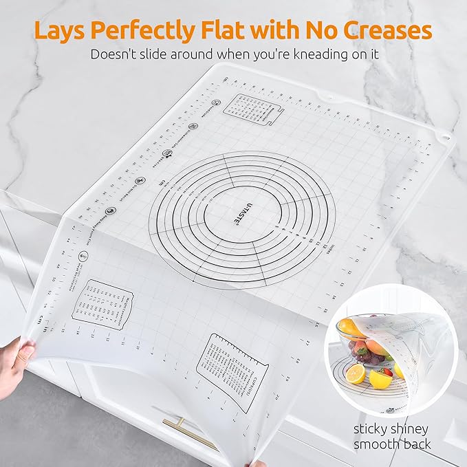 U-Taste Silicone Pastry Mat, Dough Rolling Baking Sheet, 28x20"/Transparent