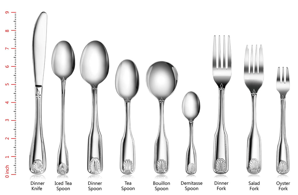 New Star Foodservice Shell Pattern 18/0 Stainless Steel Flatware Set, 60-Piece Set, Commercial Grade
