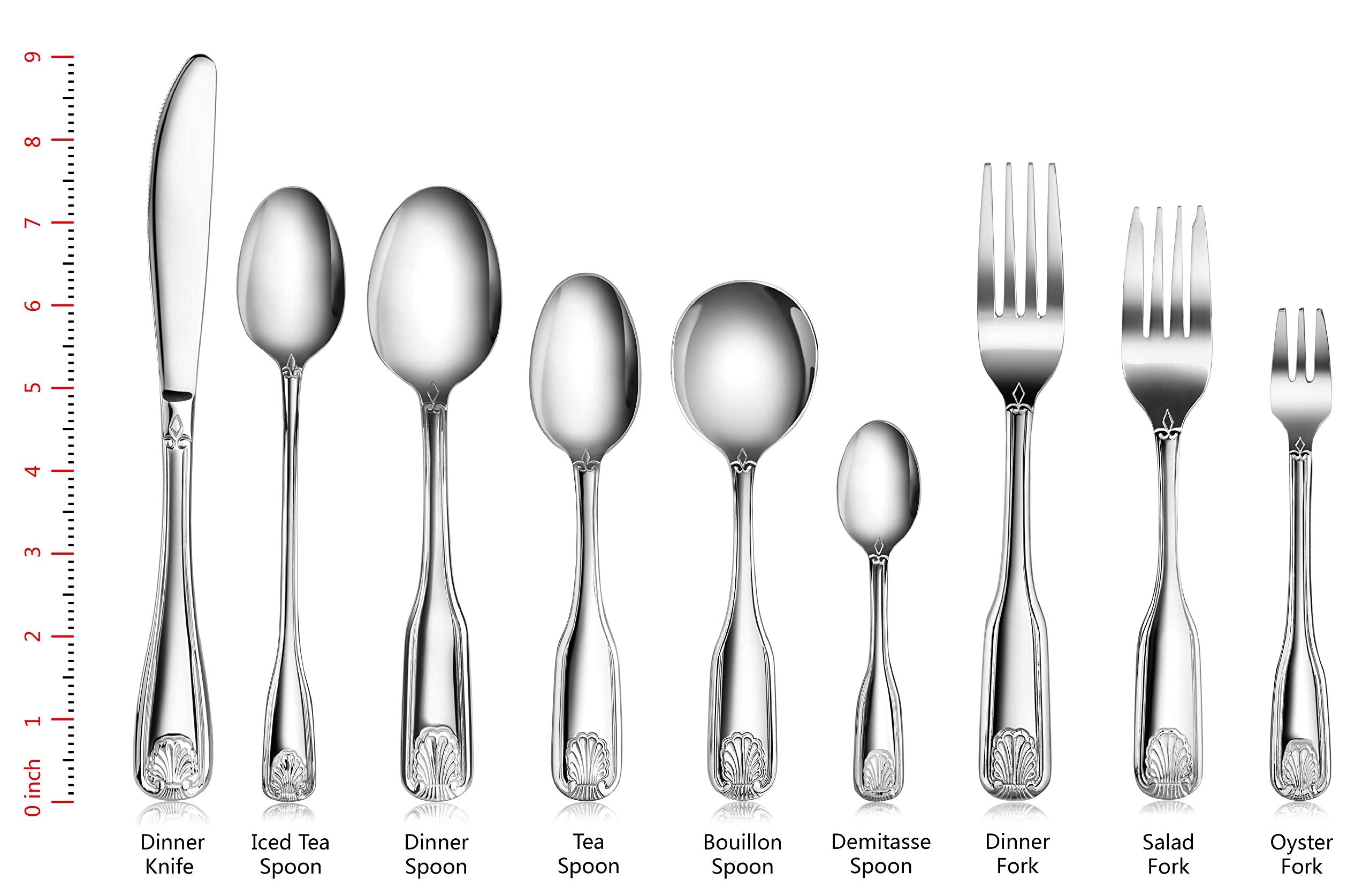 New Star Foodservice Shell Pattern 18/0 Stainless Steel Flatware Set, 60-Piece Set, Commercial Grade