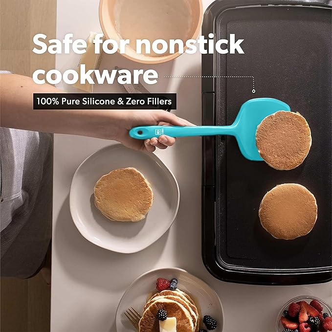DI ORO Silicone Turner Spatula Set - 600F Heat Resistant, 4-Pc Teal