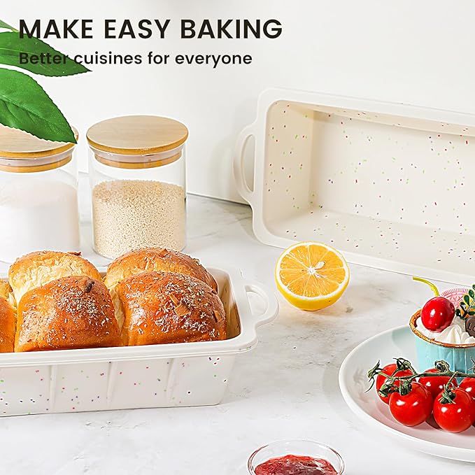 Vinino 2 Pack XLarge Nonstick Silicone Loaf Pans 12.5 x 5.5'' for Baking
