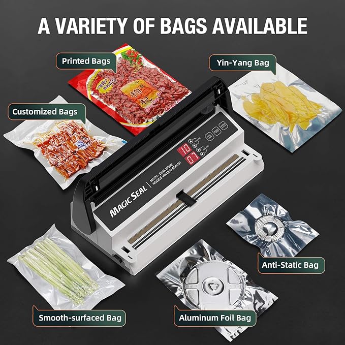 MAGIC SEAL MS175 Nozzle Vacuum Sealer for Mylar Bags, Smooth Flat Pouches
