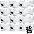 ShelfShaper Clear Plastic Storage Bins with Labels and Marker, Perfect for Kitchen Organization or Pantry Organization and Storage, Medium Fridge Organizer and Cabinet Organizers Storage Bins